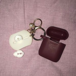 AirPods case keychain with gummy earbuds